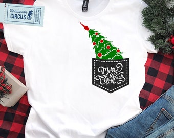 Frohe Weihnacht-Svg, Weihnachtsbaum In der Tasche-Svg, Weihnachtshemd-Svg, Png Sublimation, Heat Press Transfer, Aufbügeln, Cricut, Silhouette