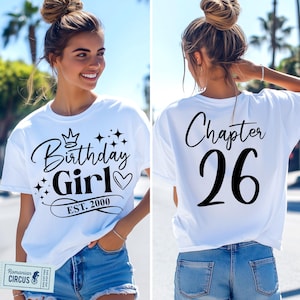 26th Birthday Girl SVG, PNG, Chapter 26 Svg, Est. 2000 Svg, Birthday 26 Shirt Svg,  Black, White, Pink, Blue Design for Cricut, Sublimation
