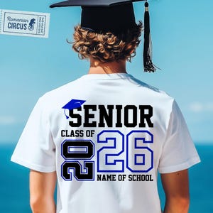 Senior Class Of 2026 Svg, Png, Black Royal Blue Sports Design, Back/ Front, Senior 2026 Svg, High School, College, Personalized Senior Shirt