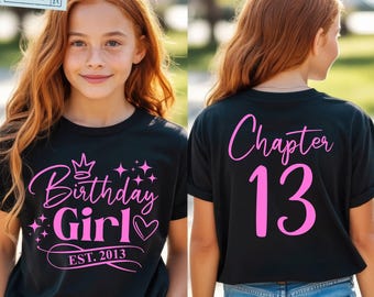 Chica de 13 años SVG, PNG, Capítulo 13 Svg, Est. 2013 Svg, Camiseta de 13 años Svg, Negro, Blanco, Rosa, Azul, para Cricut, Sublimación