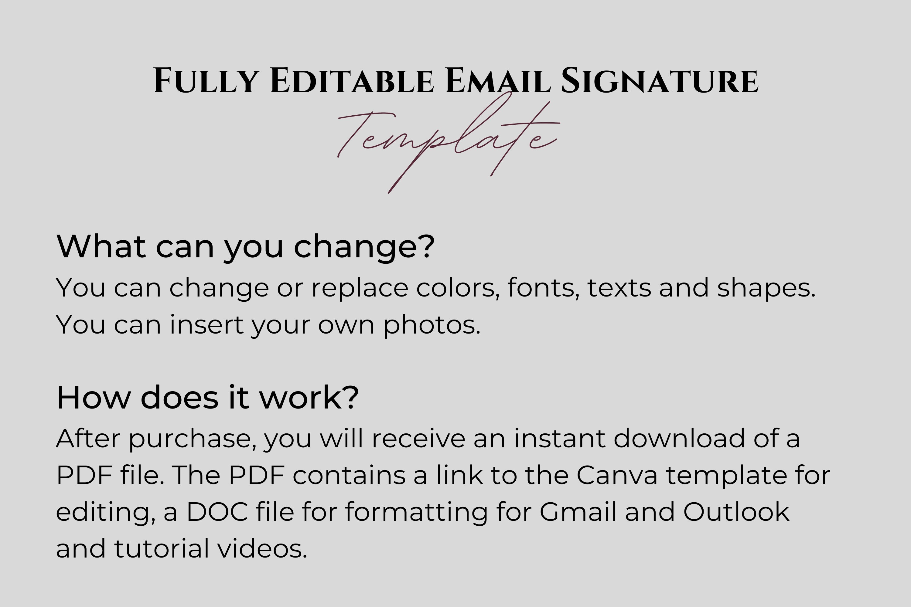 Email Signature Template * Fully Editable in Canva * Clickable Links ...