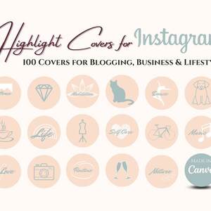 Instagram Highlight Cover, Editable, Minimalistic Design, Customizable, Pink and Blue Pastel, Blogging, Lifestyle, Story Cover Icons, Canva