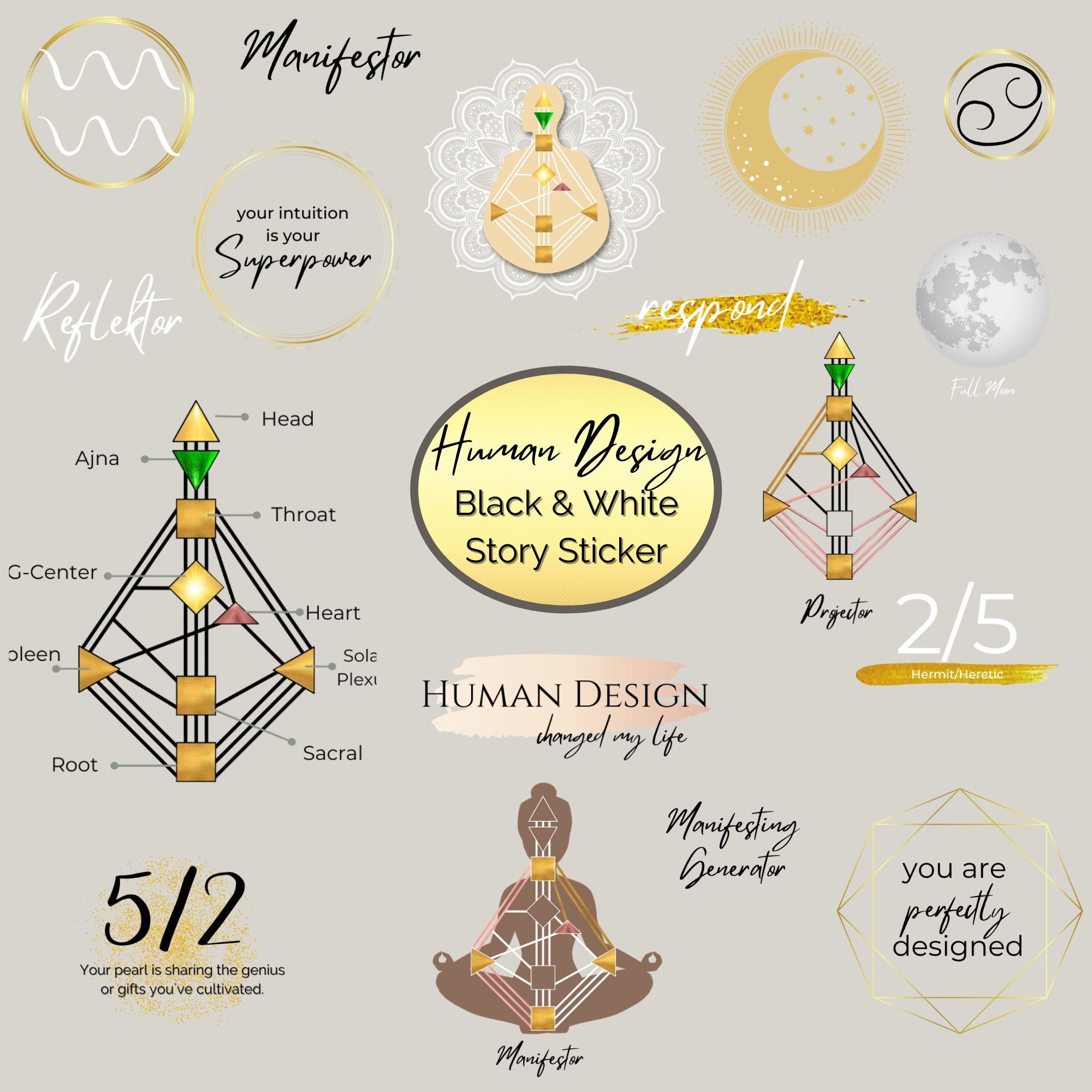 Human Design Sticker Englisch digitaler Aufkleber Story Sticker ...