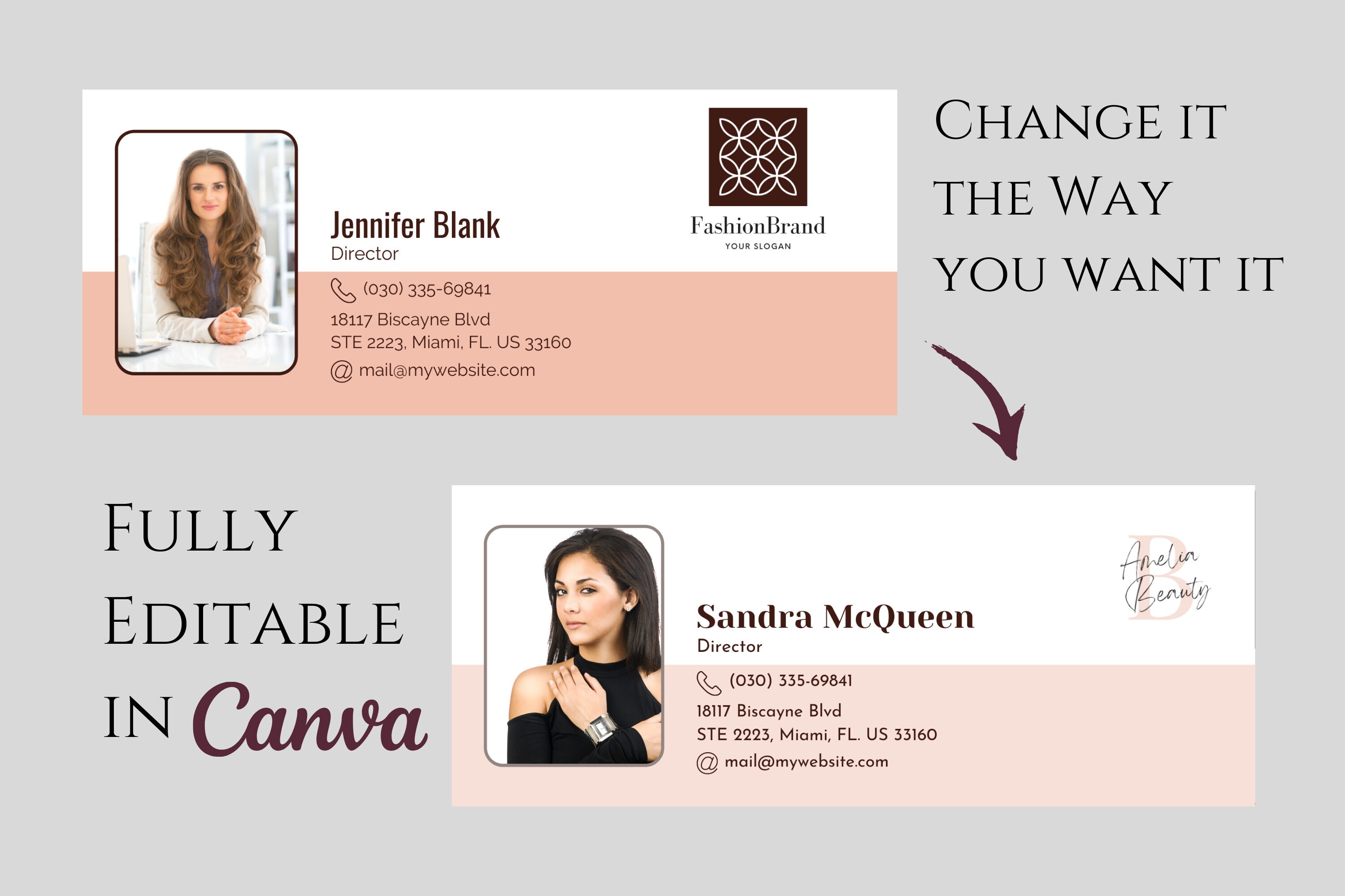 Email Signature Template * Fully Editable in Canva * Clickable Links ...