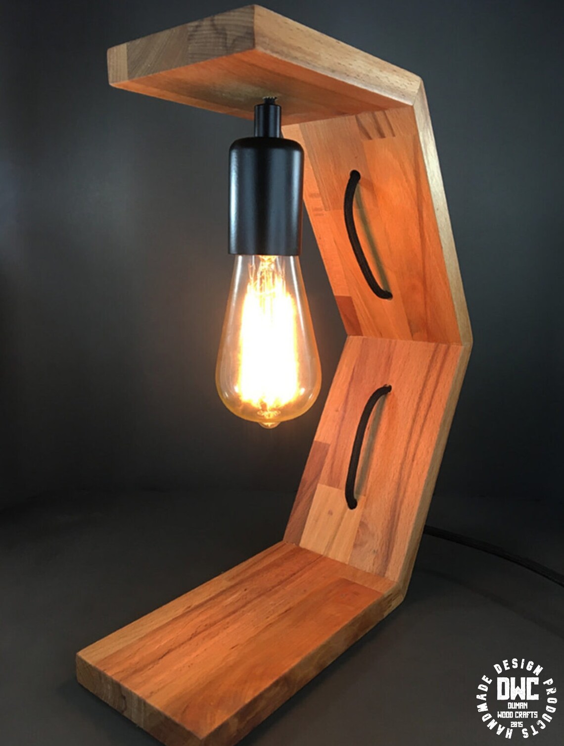 Handmade Wood Table Lamp Wooden Table Light Modern Wood Etsy
