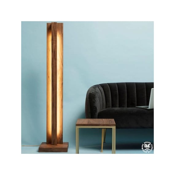 Rustic Handmade Wood Led Floor Lamp Wooden Floor Light - Etsy UK