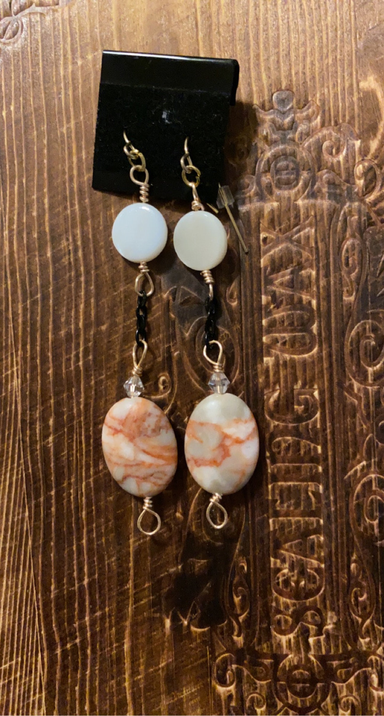 Dangle Stone & Chain Earrings Etsy