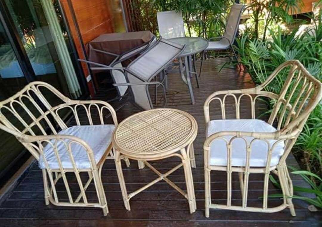 Bamboo chair with cushion Etsy