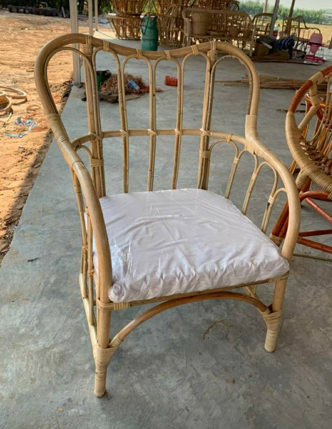 Bamboo chair with cushion Etsy