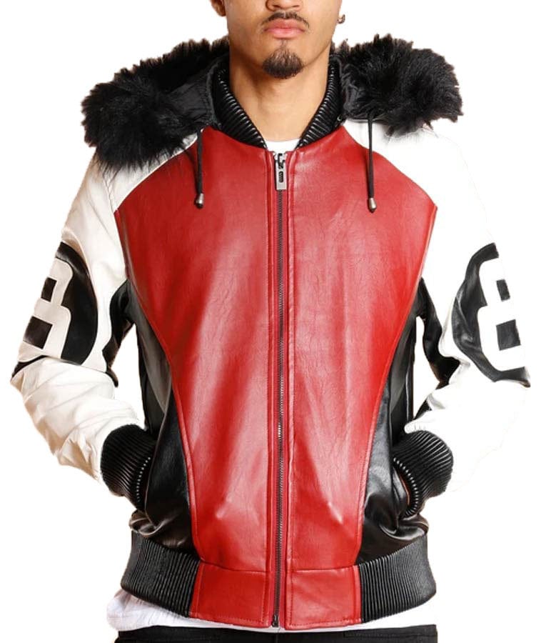 Handmade Men's 8 Ball Logo Fur Hooded Leather Jacket - Etsy