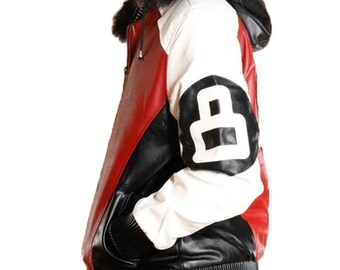 Handmade Men's 8 Ball Logo Fur Hooded Leather Jacket - Etsy