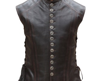 Handmade Men's Vintage Renaissance Leather Vest