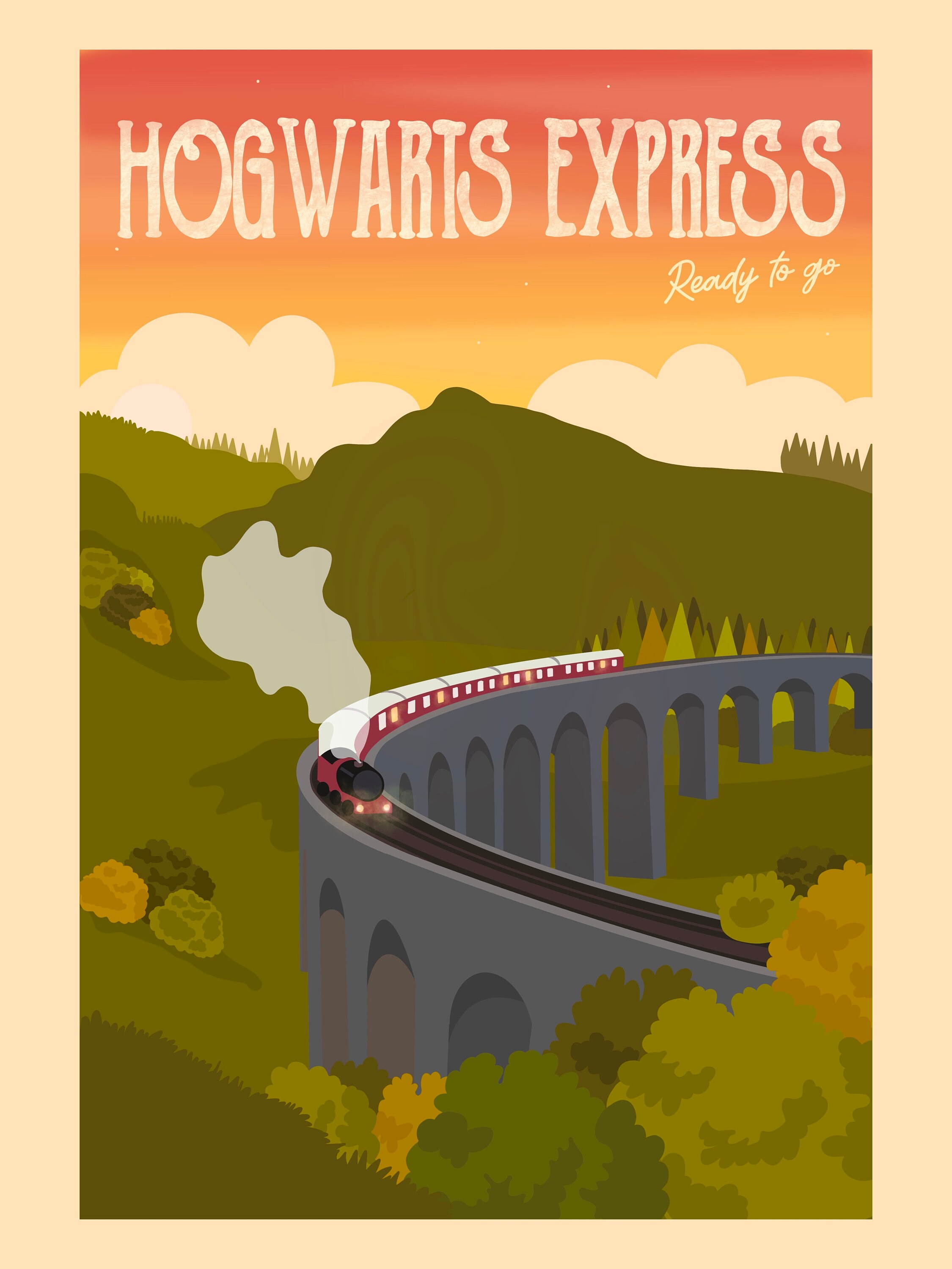 HP Travel Poster Prints Hogsmede Print Hogwarts Print Etsy