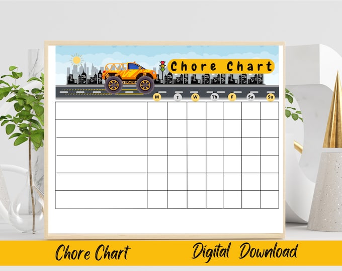 Monster Truck Chore Chart, Custom Chore Chart