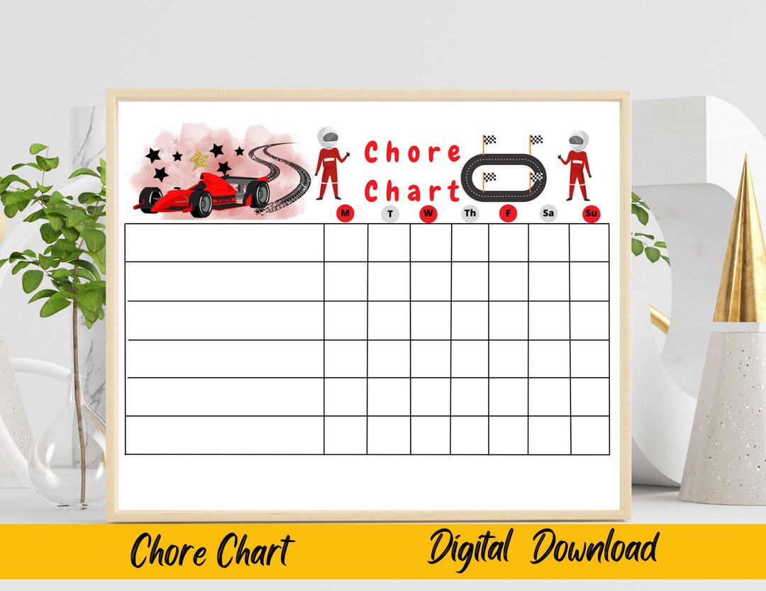 Race Car Chore Chart, Custom Chore Chart Etsy