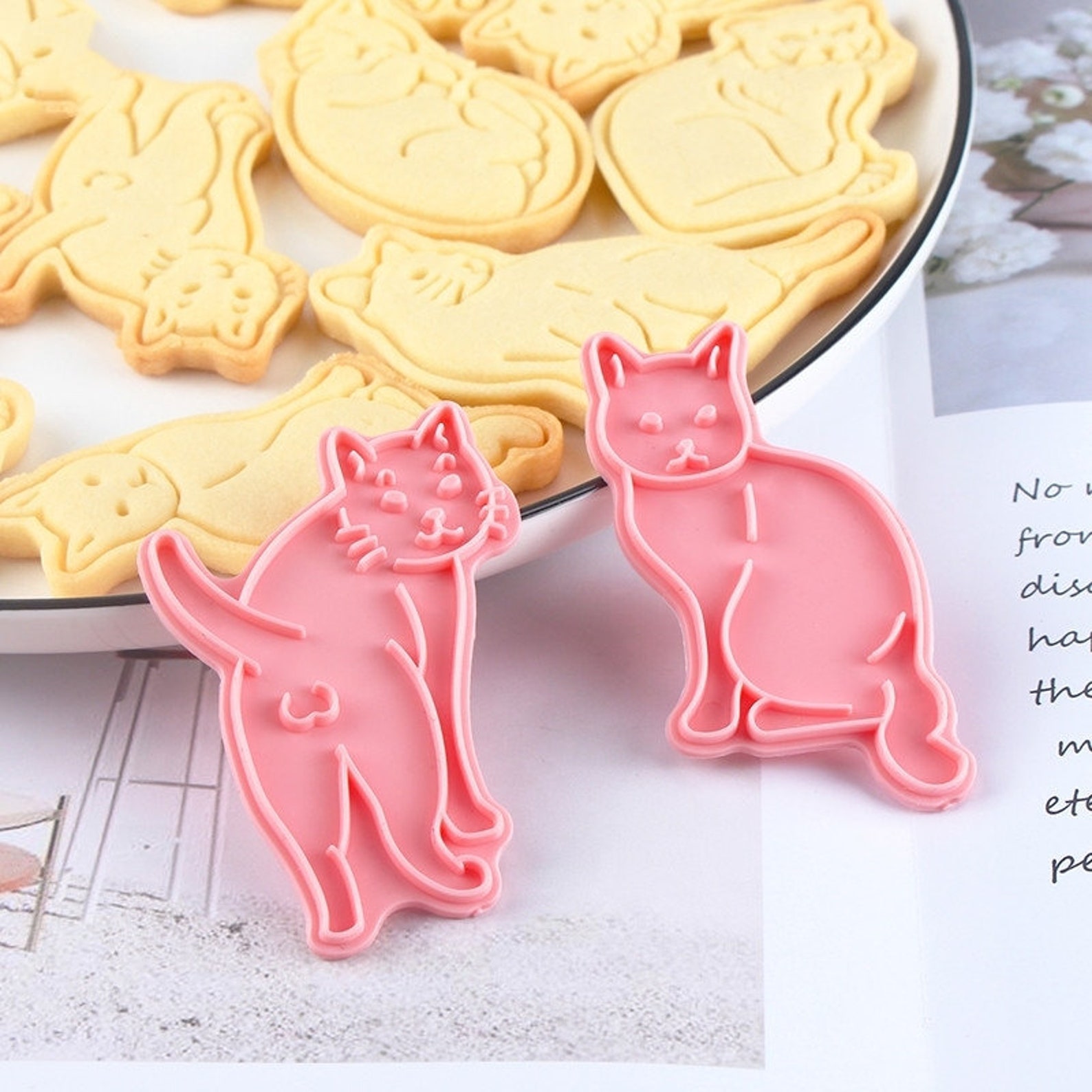 Set of 6 cute cat Cookie Cutters and Stamper 3D cute cat Etsy