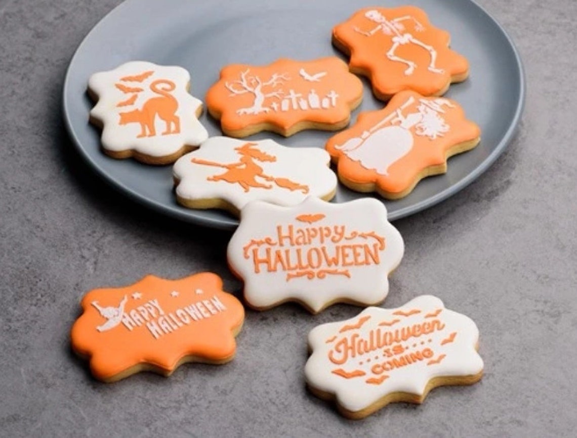 11 Pcs/set Halloween Cookie stencils and free cookie cutter Etsy