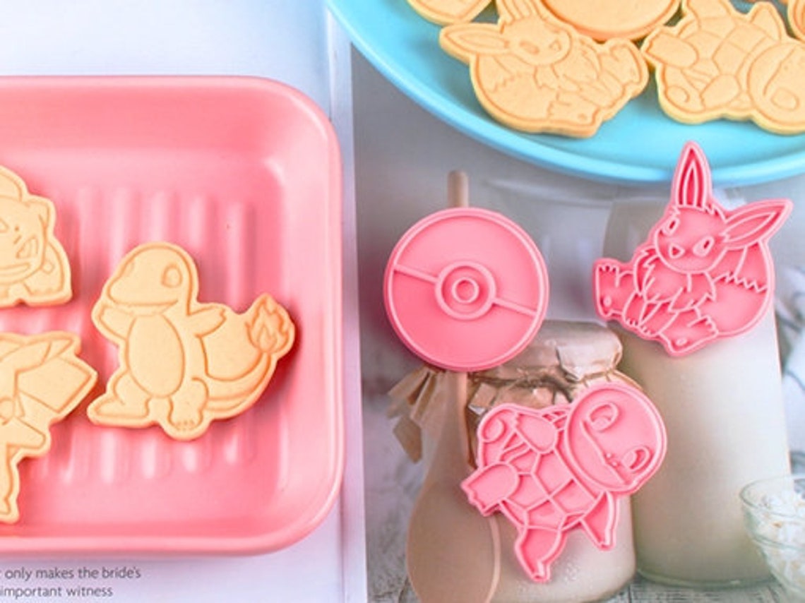 8 Pairs Pokemon Cookie cutter set 3D Biscuit Embossing Etsy
