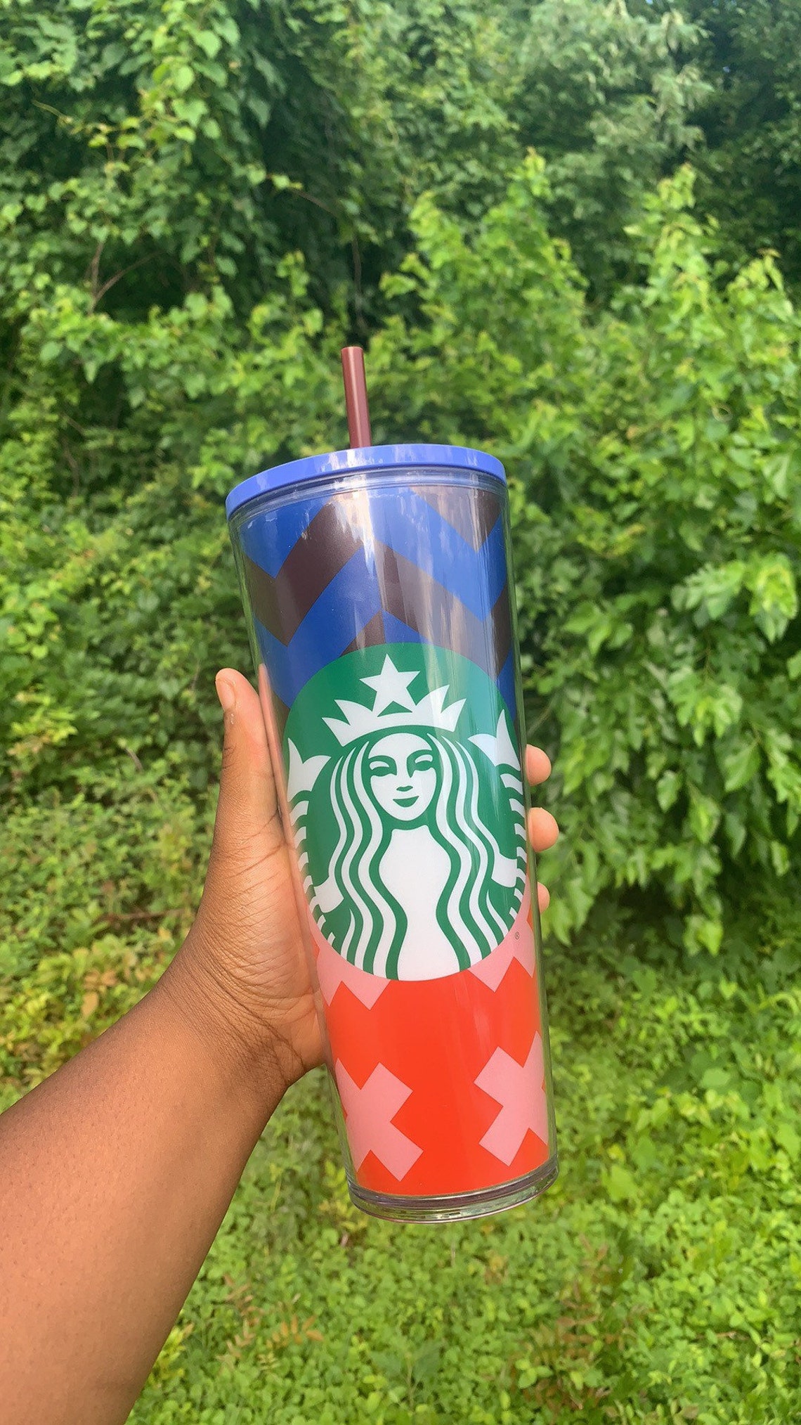 Starbucks Red Blue & Yellow Tumbler Starbucks Blue Tumbler Etsy