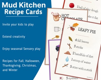 Sensory Play Recipe Cards - Mud Kitchen Play - Educational Learning Resources - Sensory Play Activities - Homeschool Preschool - Nature