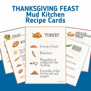 Thanksgiving Mud Kitchen Recipe Cards - Fall Printable - Nature Play - Homeschool Printable - Mud Kitchen Accessory - Printable Recipe Card