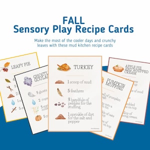 Autumn Mud Kitchen Recipe Cards – Fall Printable Activity for Kids | 11+ Seasonal Recipes | Sensory Play | Instant PDF Download