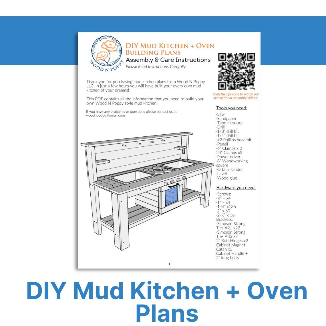 DIY Mud Kitchen + Oven Building Plans (Digital Download)