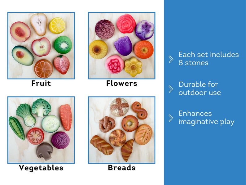 Play Food Rocks Play Food Pretend Food Set Story Rocks Kitchen Sensory - Etsy
