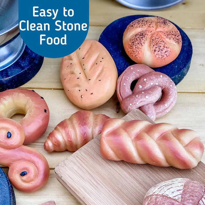 Play Food - Pretend Food Set - Story Rocks - Kitchen Sensory Stones - Mud Kitchen Accessory - Toy Kitchen Add On - Play Food Set - Vegetable Breads of the World