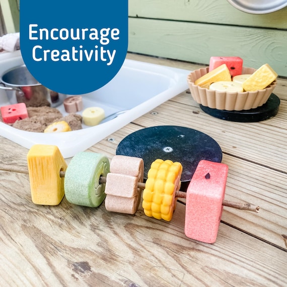 Mud kitchen Stones - Play Food - Toy Kitchen Food Set - Sensory Stones - Story Rocks - Play Kitchen Kebabs - Toy Kitchen Play Accessory