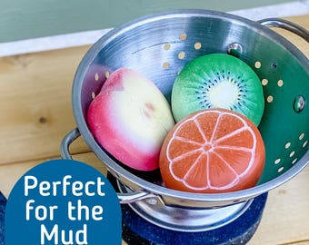 Mud kitchen Stones - Play Food - Toy Kitchen Food Set - Sensory Stones - Story Rocks - Play Kitchen Fruit - Toy Kitchen Play Accessory