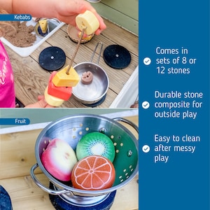 Play Food - Pretend Food Set - Story Rocks - Kitchen Sensory Stones - Mud Kitchen Accessory - Toy Kitchen Add On - Play Food Set - Vegetable image 4