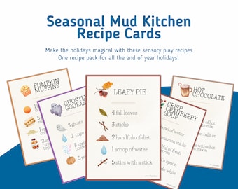 Seasonal Mud Kitchen Recipe Cards - Montessori Printable - Nature Play - Homeschool Material - Mud Kitchen Accessory - Printable Recipe Card