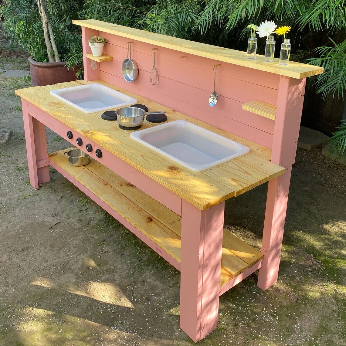 Painted Wood Double Sink Mud Kitchen | Etsy