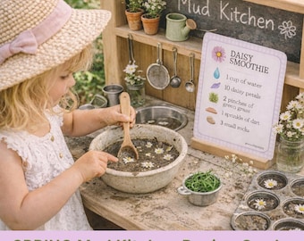 Toddler Spring Mud Kitchen Recipe Cards – Sensory Play Printable (PDF)