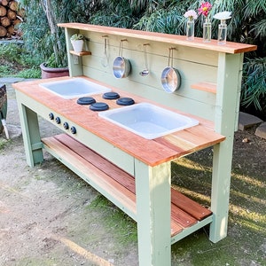 Wooden Mud Kitchen for Kids - Child's Toy Kitchen - Handmade Wood Play Kitchen - Play Kitchen - Outdoor Toy Kitchen - Mud Table for Toddlers