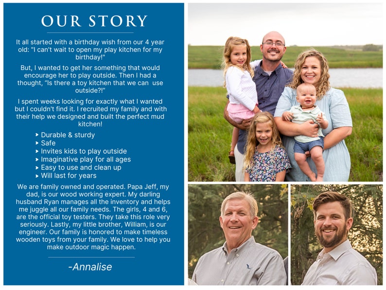 Family picture and our story of our family business.