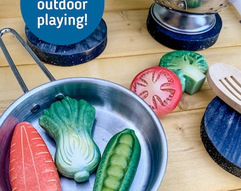 Pretend Play Food - Kids Mud Kitchen Accessory - Childs Story Stones - Waldorf Play - Creative Play Food - Mud Kitchen Play - Food Toy