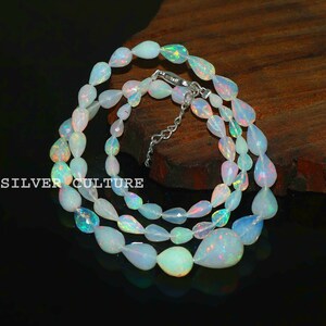 100% Opal Beads | Precious Opal | Raw Opal Necklace | Galaxy Fire Opal | Jewelry Making Beads | Beaded Necklace | Anniversary Gift 17''
