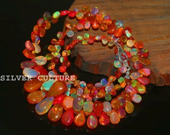 100% Natural Opal Beads | Precious Opal | Rainbow Opal | Natural Gemstone | Real Opal Necklace | Welo Fire Opal | Raw Fire Opal | Gift