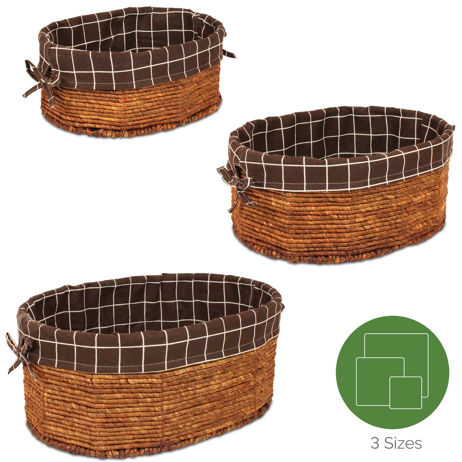 Handmade Wicker Baskets Lined Woven Basket Set Natural Etsy