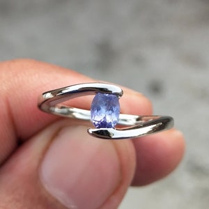 Natural Tanzanite Ring - Stacking Tanzanite Ring - Oval Cut Tanzanite Ring - Sterling Silver Ring- December Birthstone - Gift For Her