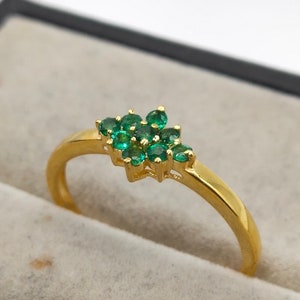 Natural Emerald Ring, Diamond Cut Emerald Ring, Emerald Ring, Minimalist Ring, March Birthstone Ring, Antique Engagement Ring, Gift For Her