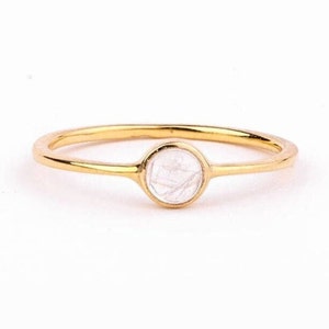 Natural Rainbow Moonstone Ring - Silver Moonstone Ring - 14K Gold Moonstone Ring - Stackable Moonstone Ring - Dainty Ring - Gift For Her
