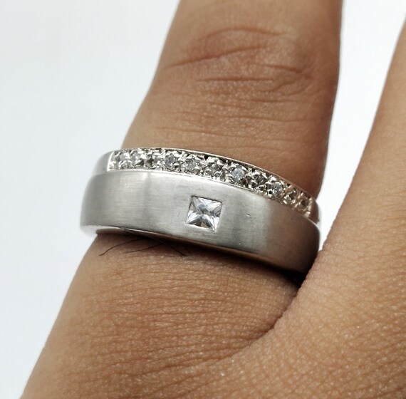 American diamond deals silver ring