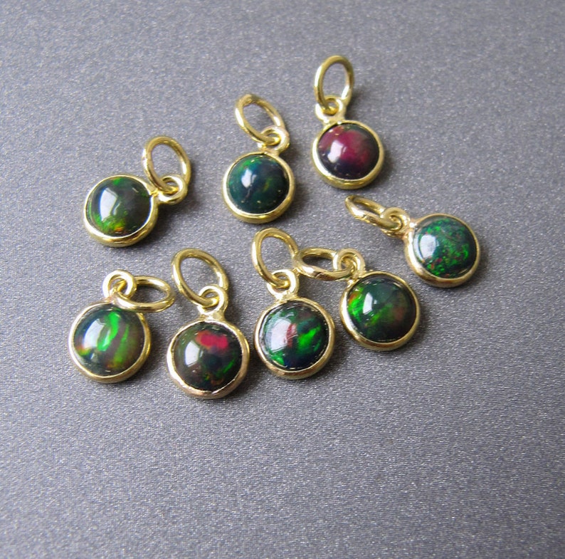 Natural Black Opal Pendant, 10k Gold Black Opal Pendant, Opal Pendant, Round Opal Pendant, Opal Necklace For Women, Perfect Gift For Women image 5
