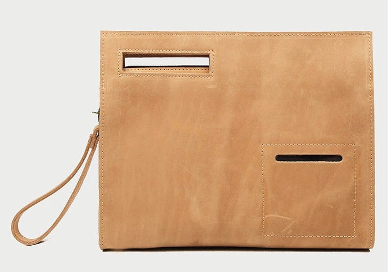 Leather Briefcase File Bag Folder Bag Genuine Leather Etsy