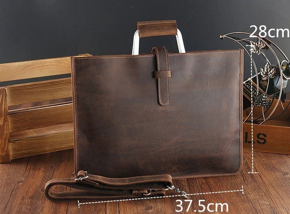 Crazy Horse Leather Briefcase for Man Coffee Brown Color - Etsy