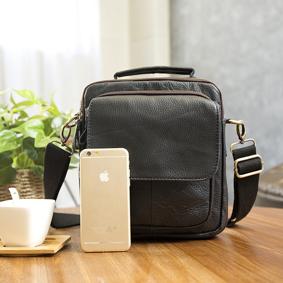 Genuine Leather School Shoulder Messenger Crossbody bag Etsy