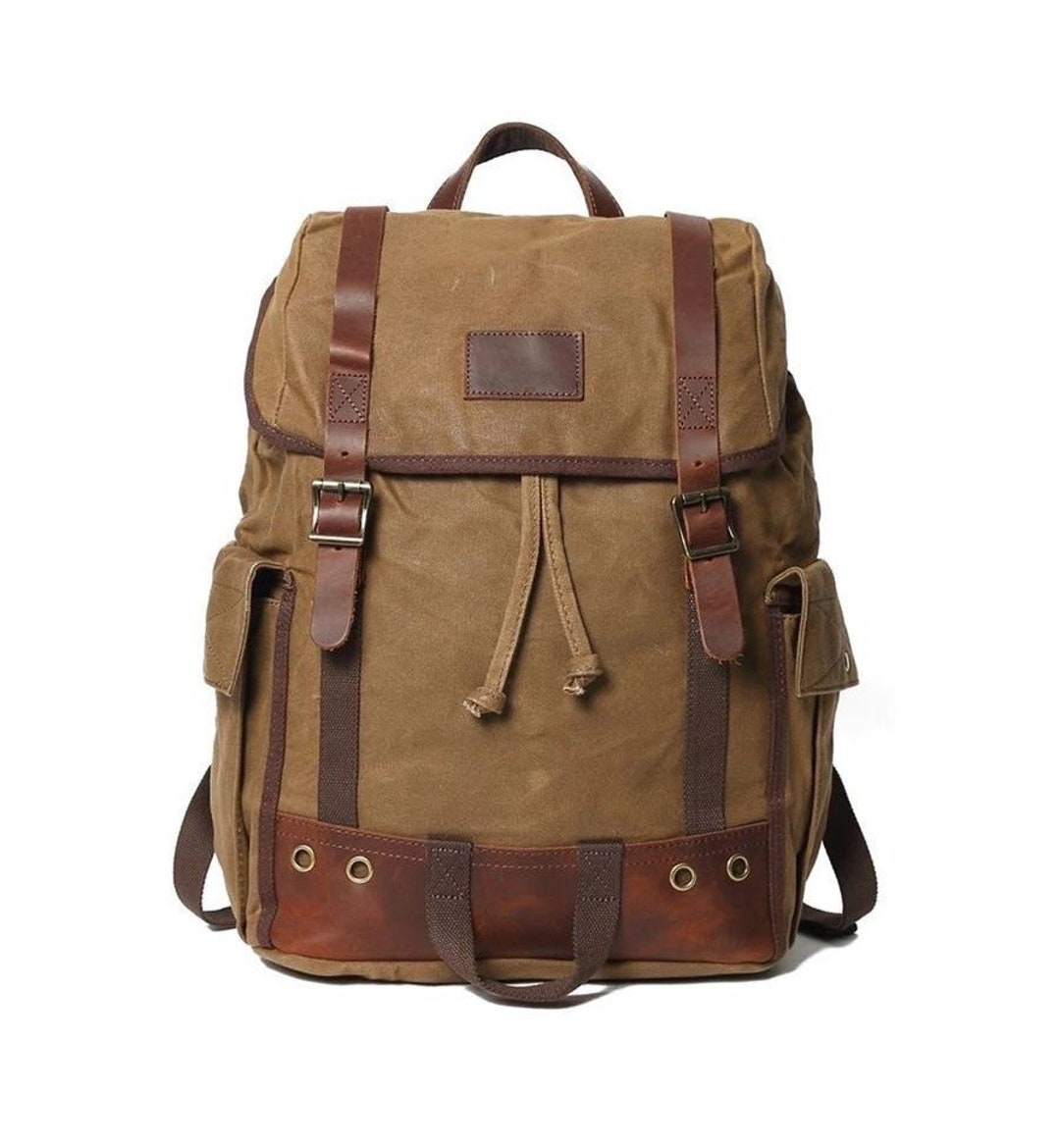 Outdoor Canvas Leather Backpack Bag Leisure Fashion Trend - Etsy